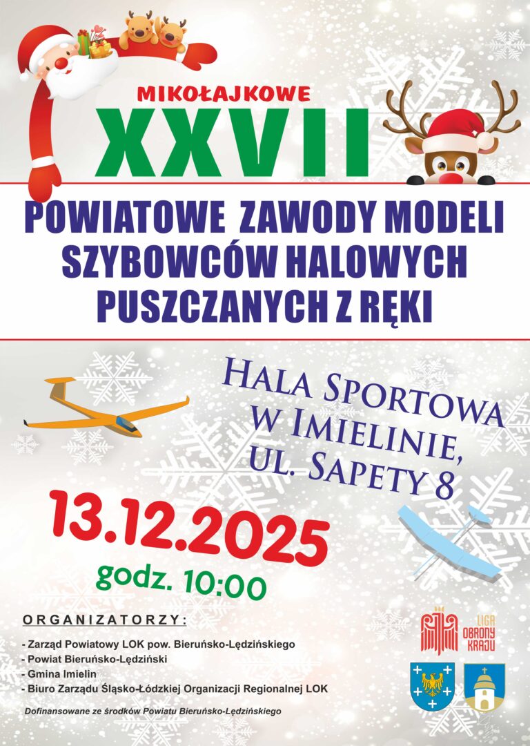 XXVII Mikołajkowe powiatowe zawody modeli szybowców halowych puszczanych z ręki